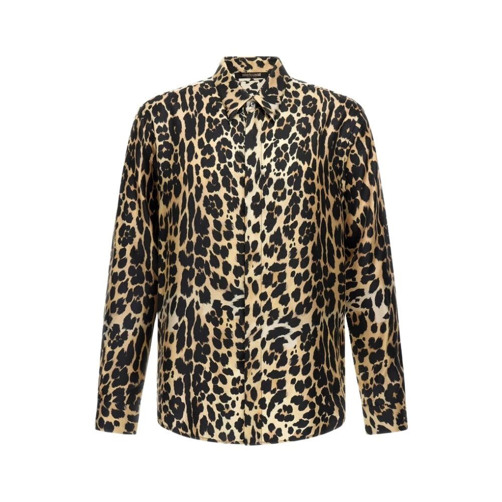 Roberto Cavalli Uomo Marrone - Camicia Con Stampa Leopardo- Chiaro - Shirts - M