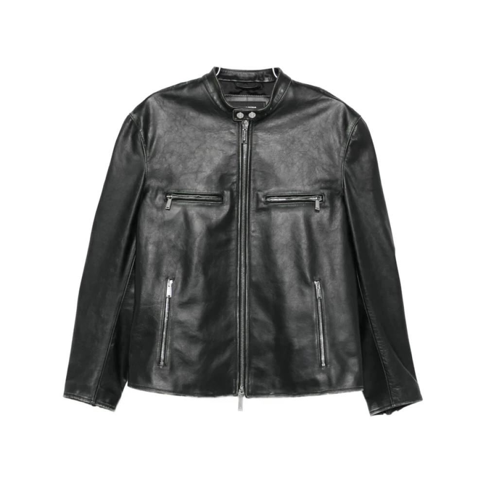 Dsquared2 Black Outerwear - Male - Leather Jackets - L - Jackets