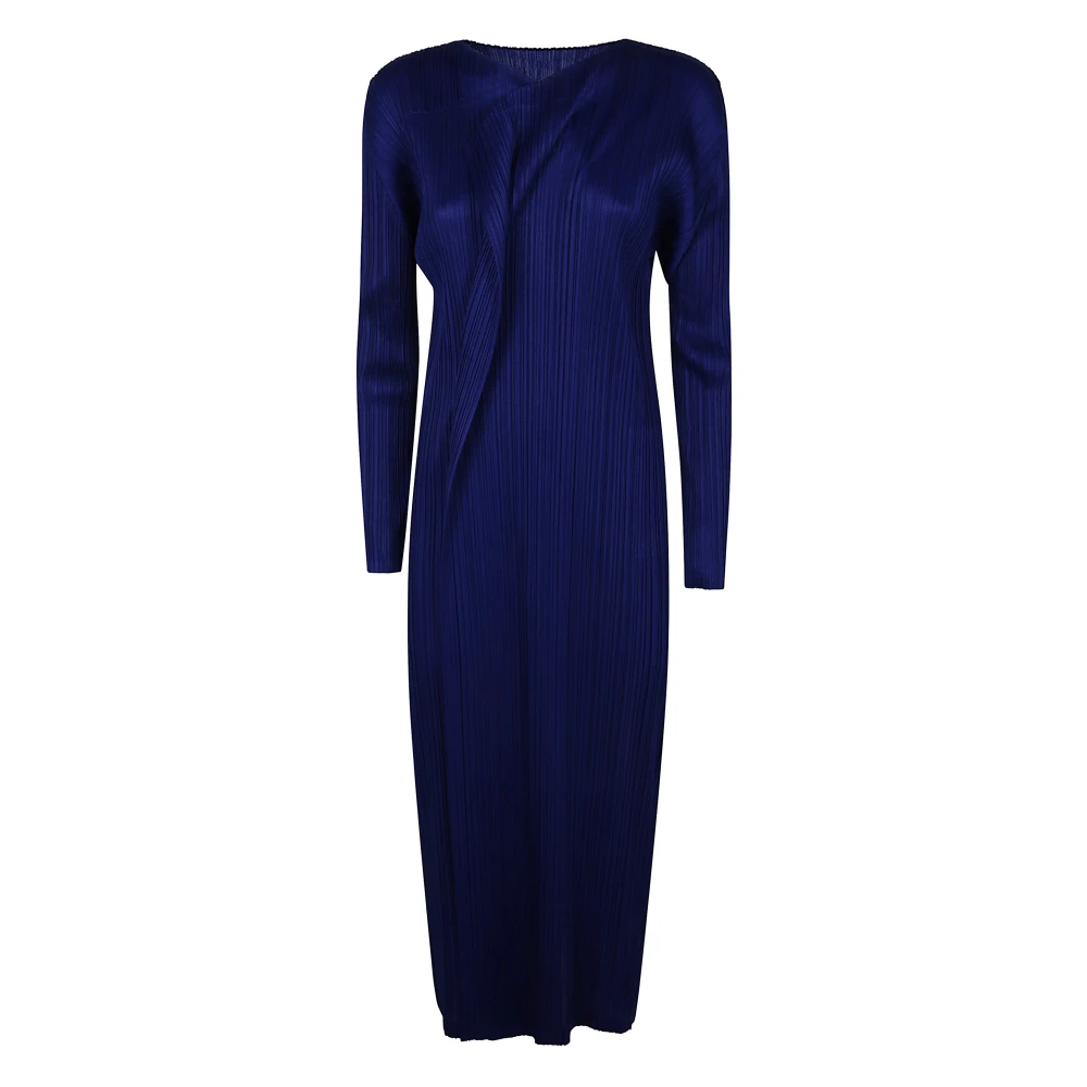 Issey Miyake Midi Golf Jurk Blue Dames