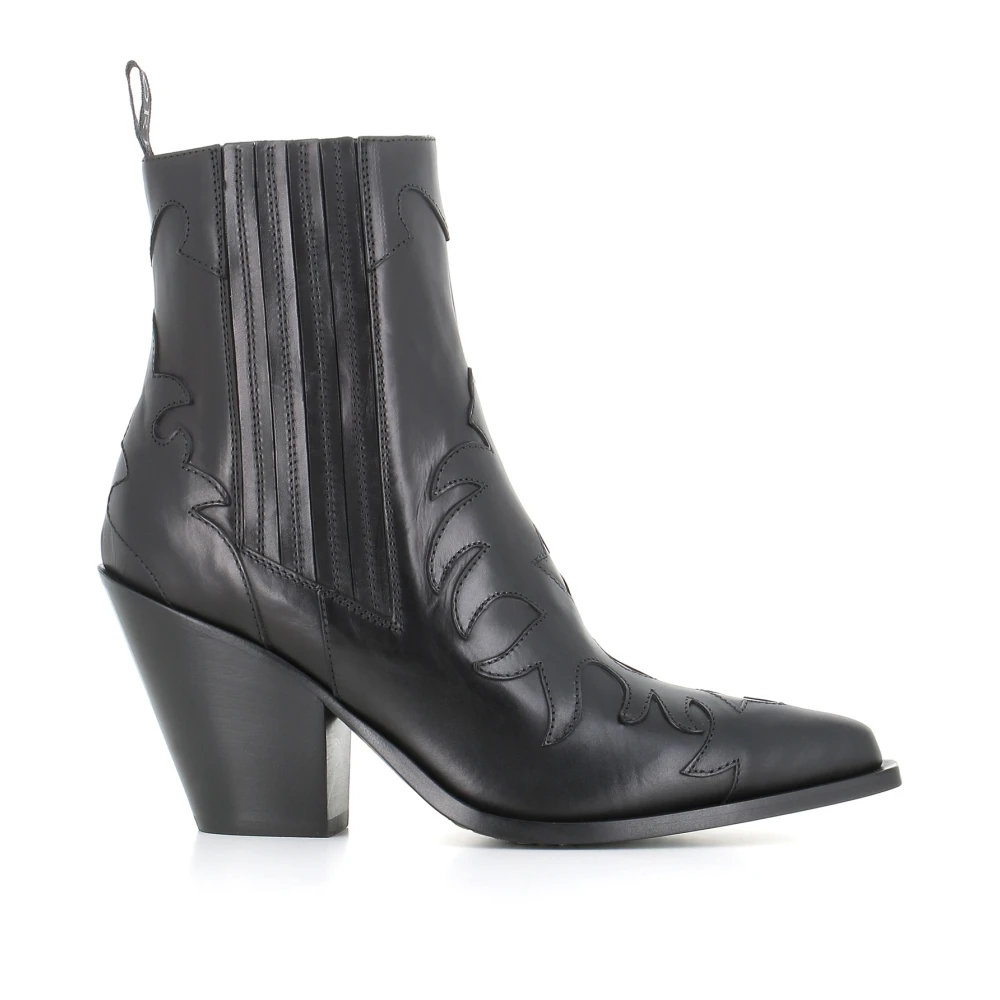 Sartore Zwarte leren Texano laarzen Black Dames