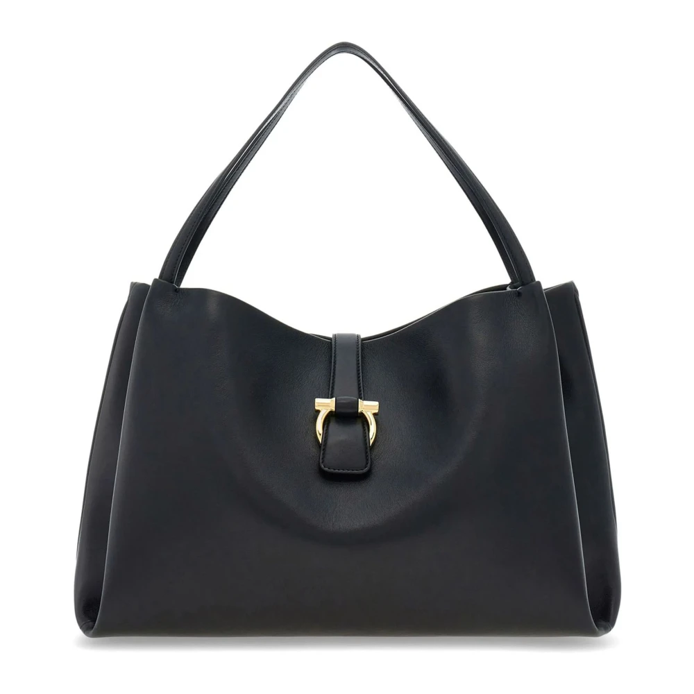 Salvatore Ferragamo Zwarte Tote Tas met Gancini Gesp Black Dames