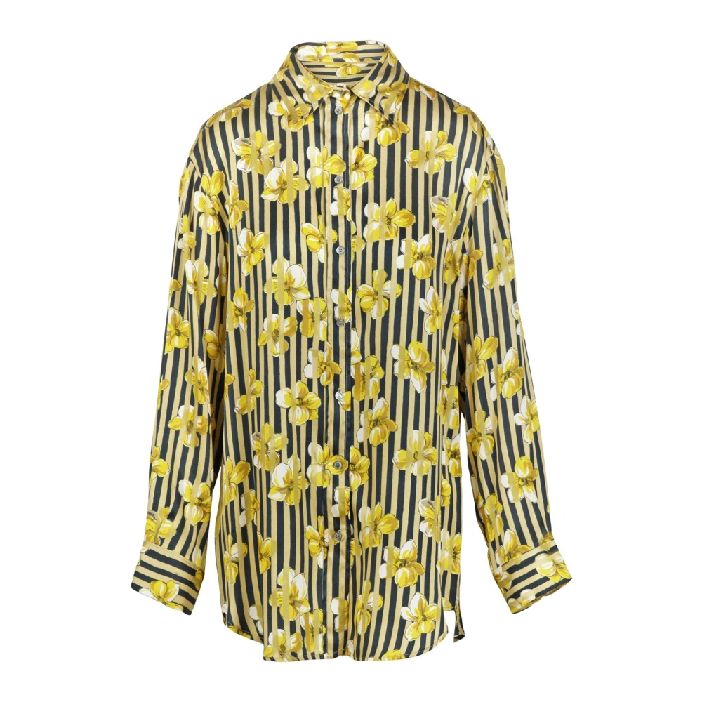 Ottod'Ame Viscose Overhemd met Bloemen- en Streepmotief Multicolor Dames