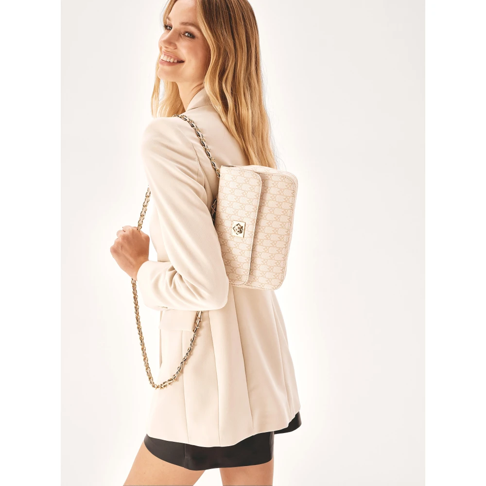 Kazar Stijlvolle leren handtas in beige print White Dames
