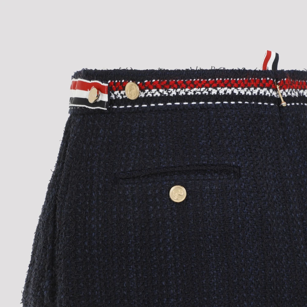 Thom Browne Navy Blauw Gestreepte Mini Rok Black Dames