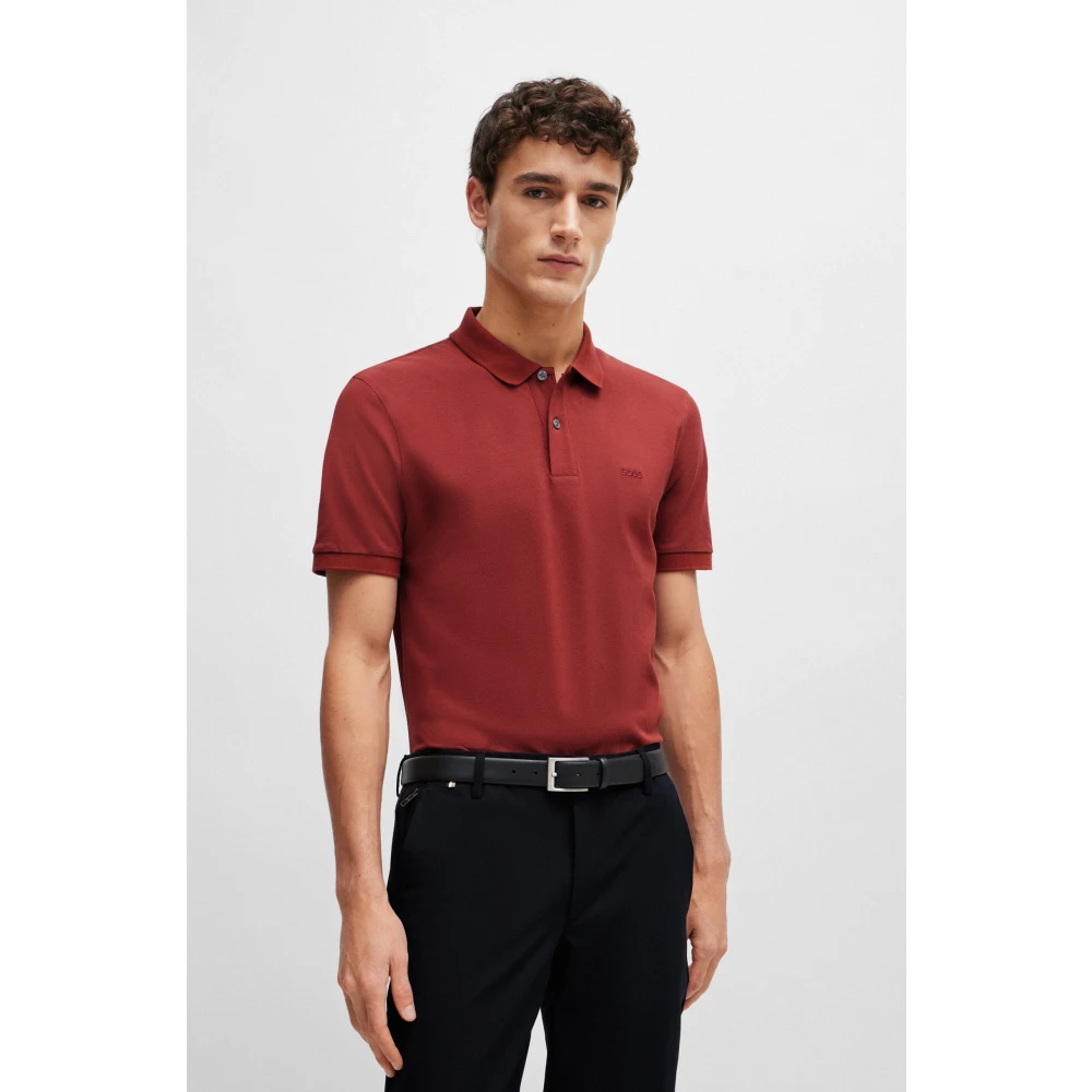Boss Pique Polo Shirt Brown Heren