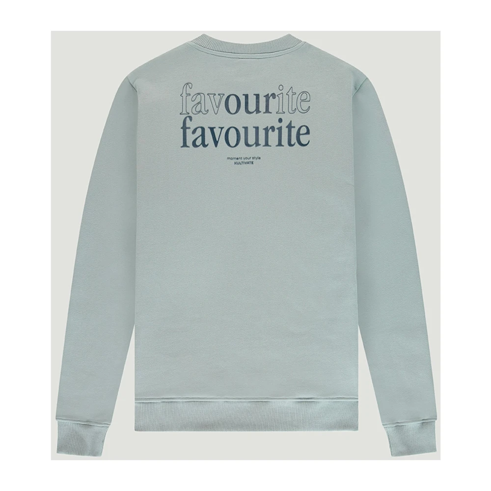 Kultivate Lichtgekleurde Favoriete Sweatshirt met Speelse Uitdrukking Blue Heren