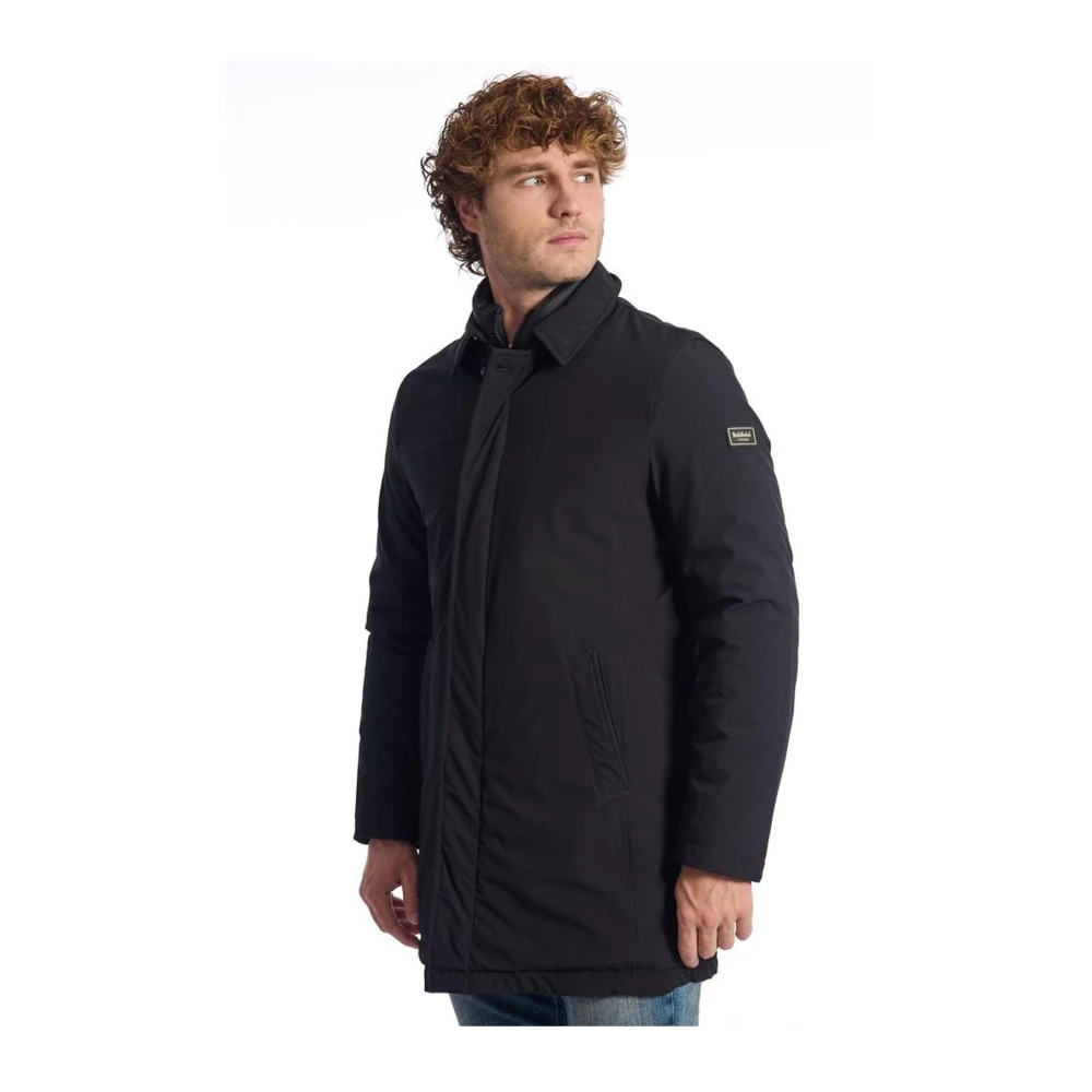 Baldinini Zwarte double-breasted jas met afneembare slab Black Heren