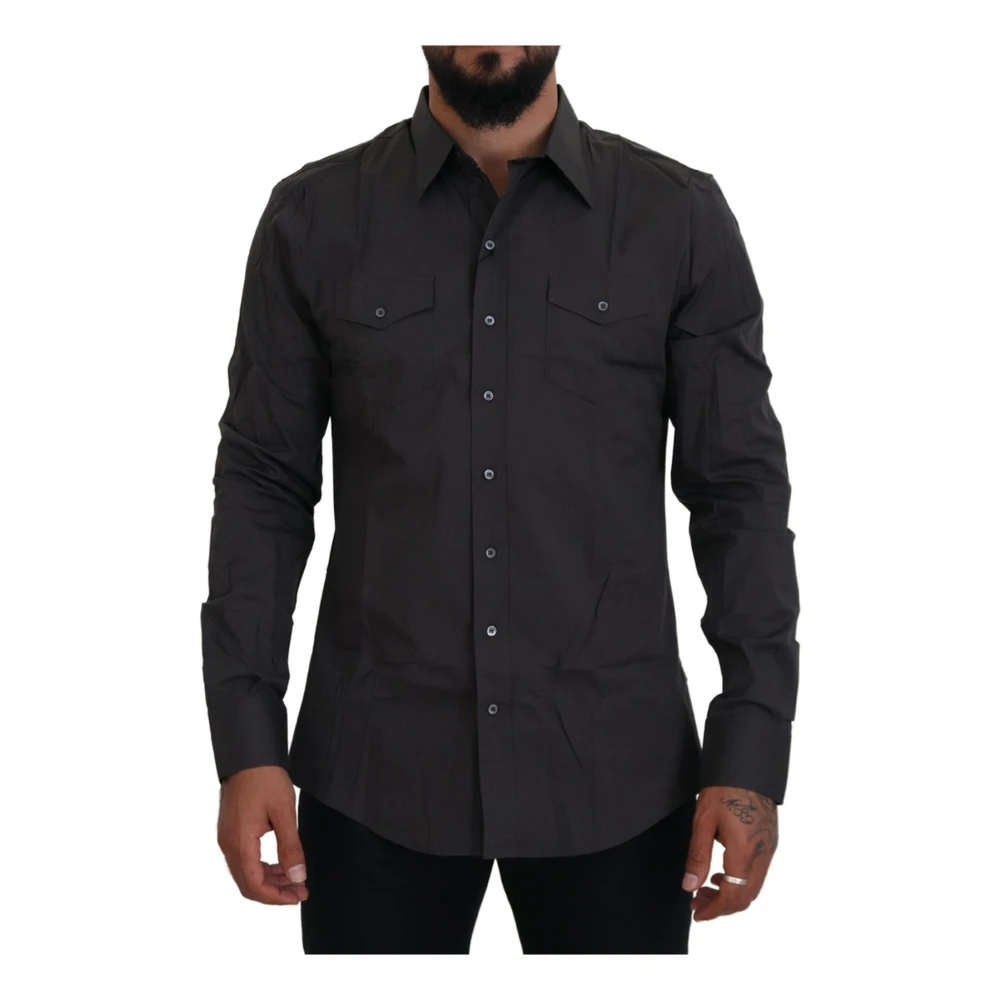 Dolce & Gabbana Men's Gray Casual Shirts,, Stylish Sicilia Dress Shirt Extra Large
