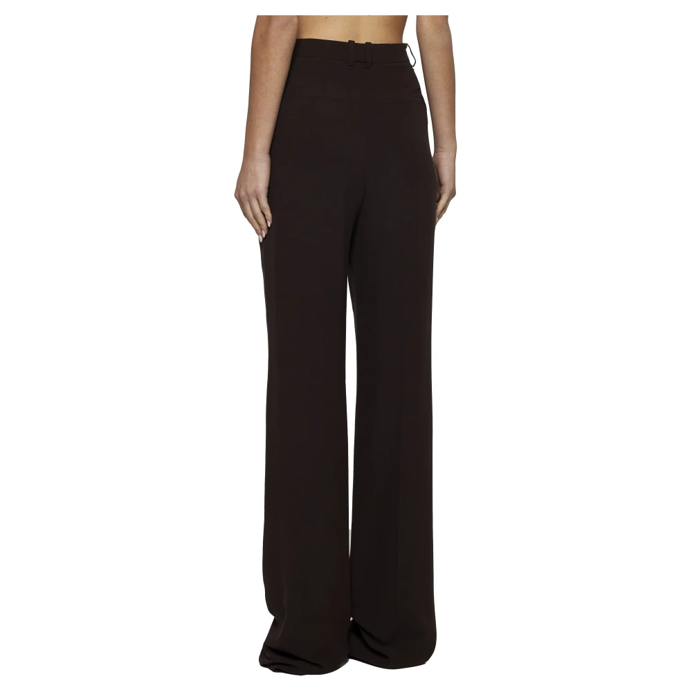 Saint Laurent Zijde Bruine Broek met Hoge Taille Brown Dames