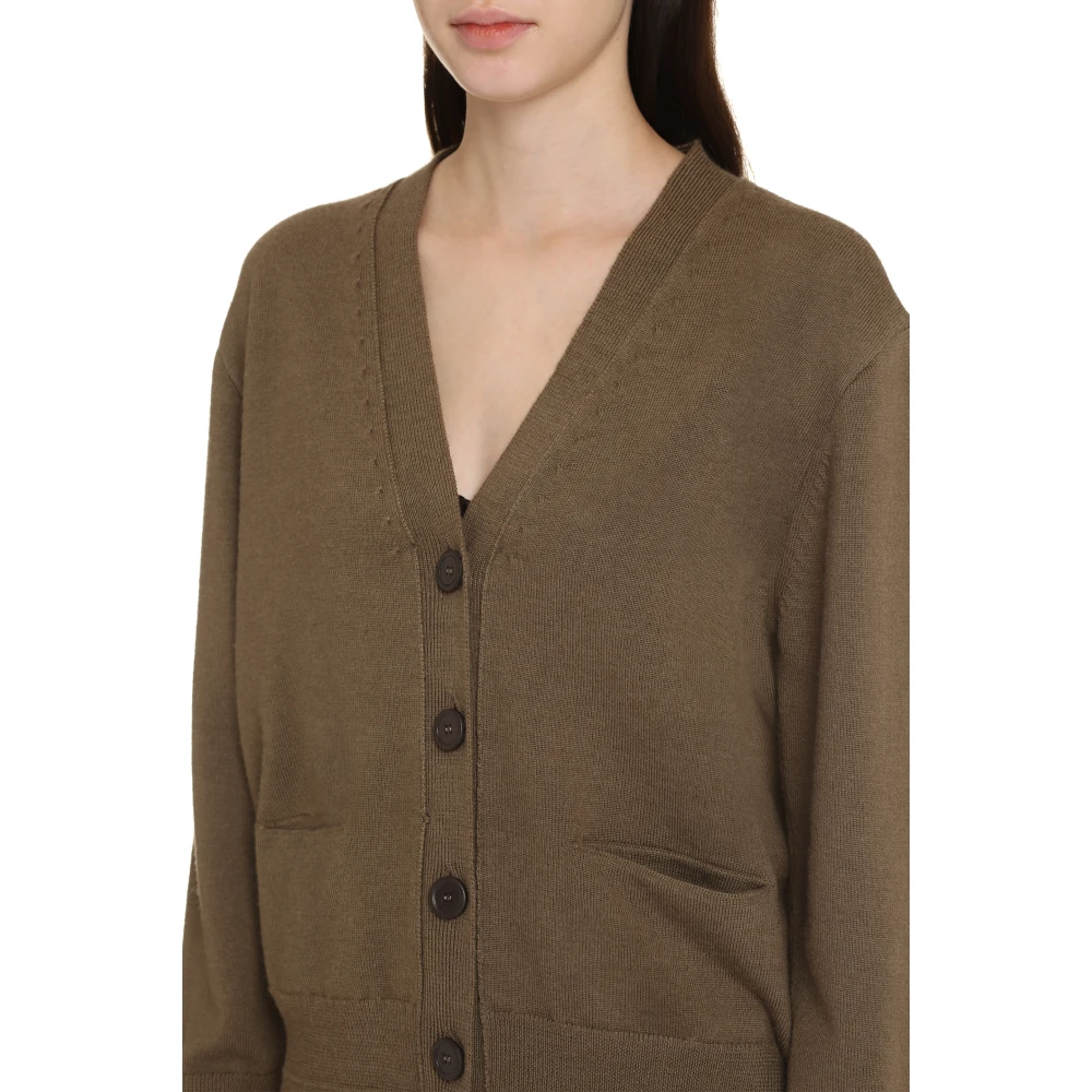 Our Legacy Merino Wol Vest met Leren Knopen Brown Dames