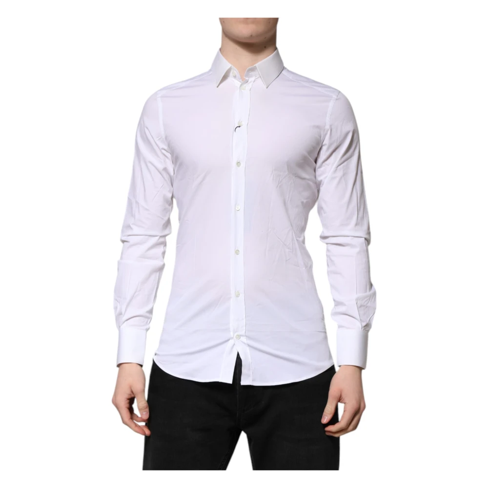 Dolce & Gabbana White Gold Long Sleeves Formal Shirt - Male - Formal Shirts - S - Shirts