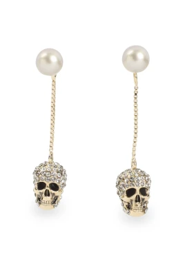 Pave Skull Chain Earrings
