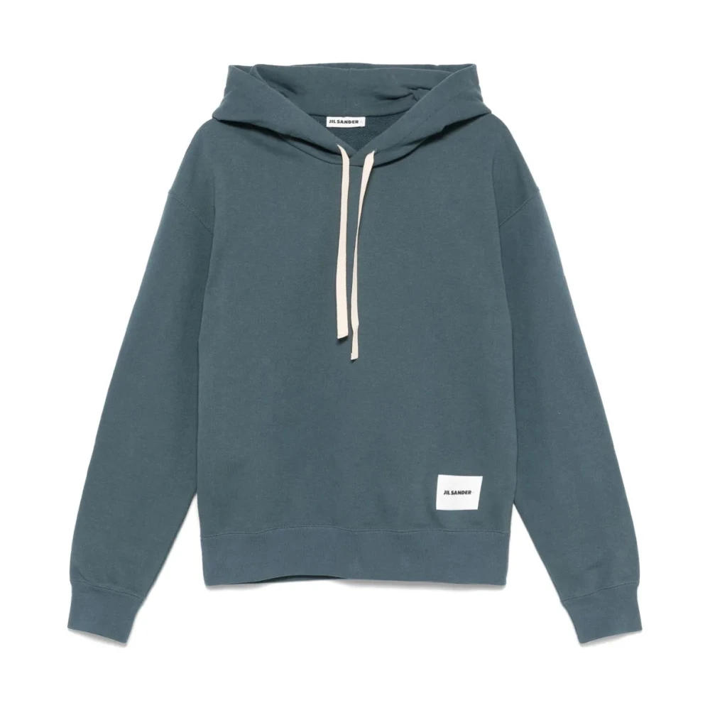 Jil Sander Men's Gray Logo-Patch Cotton Hoodie - Hoodies - M - Sweatshirts & Hoodies