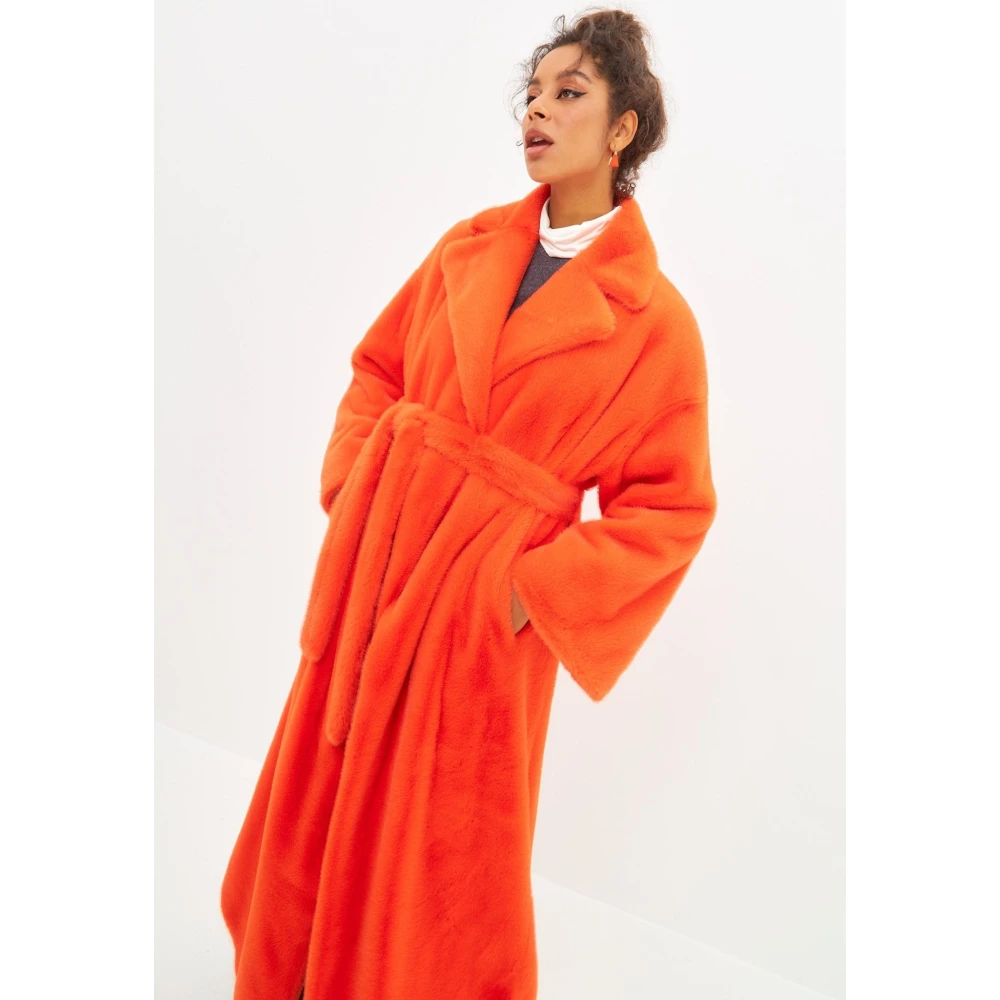 Cesare Gaspari Luxe Faux Fur Winterjas Orange Dames