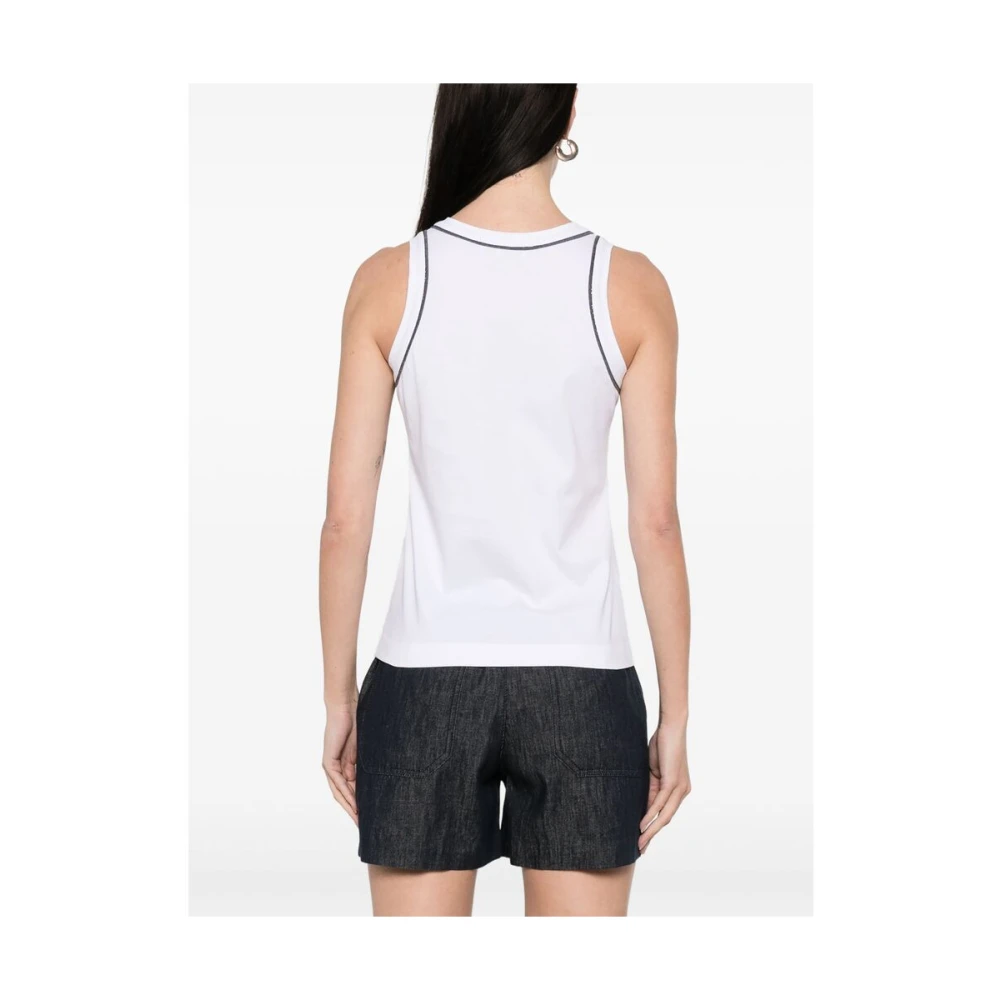 BRUNELLO CUCINELLI Witte Mouwloze Top met Ronde Hals White Dames