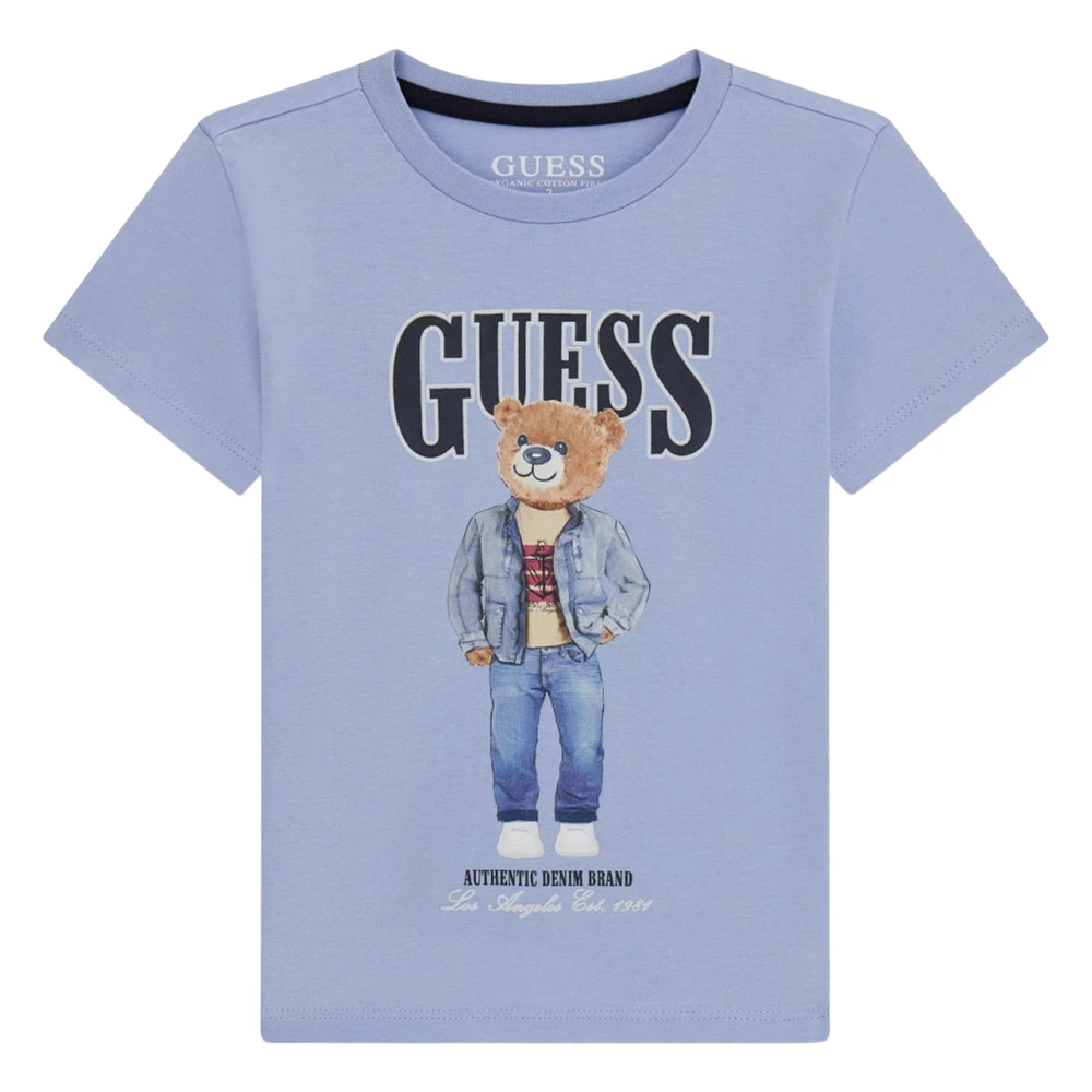 Guess Men's Blue Teddy Bear Logo T-Shirt