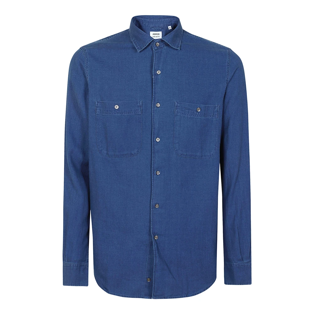 Aspesi Donker Denim Katoenen Overhemd Blue Heren