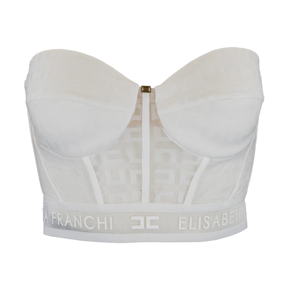 Elisabetta Franchi Top met rits sluiting en logo White Dames