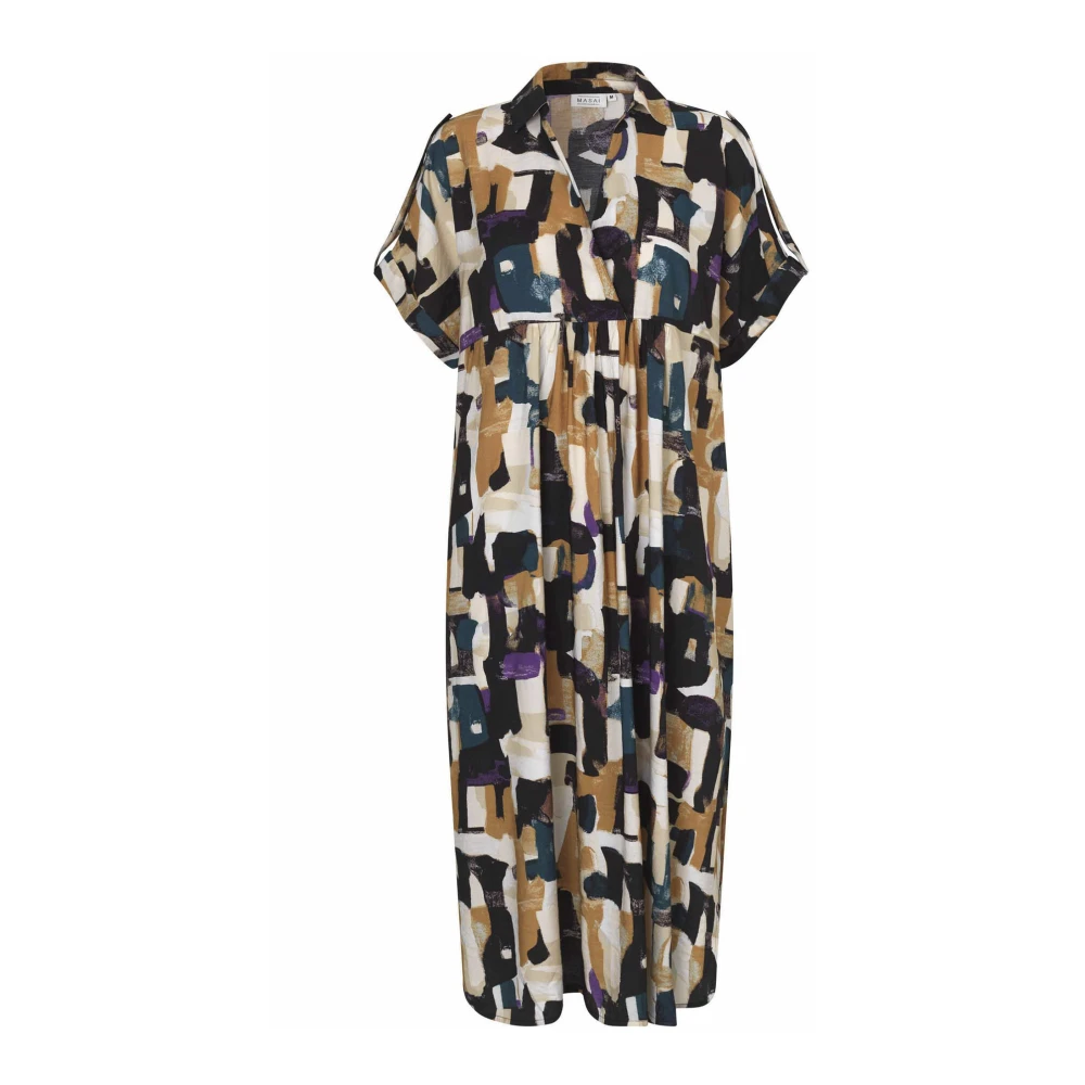 Masai Jurk met Abstracte Print en Ruchedetails Multicolor Dames