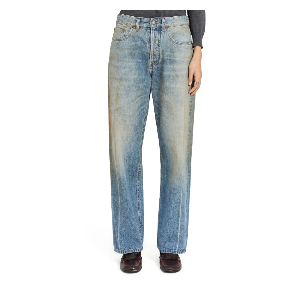 Mm6 Maison Margiela Women's Blue Straight Fit Jeans, W28, Washed 5-Pocket Jeans