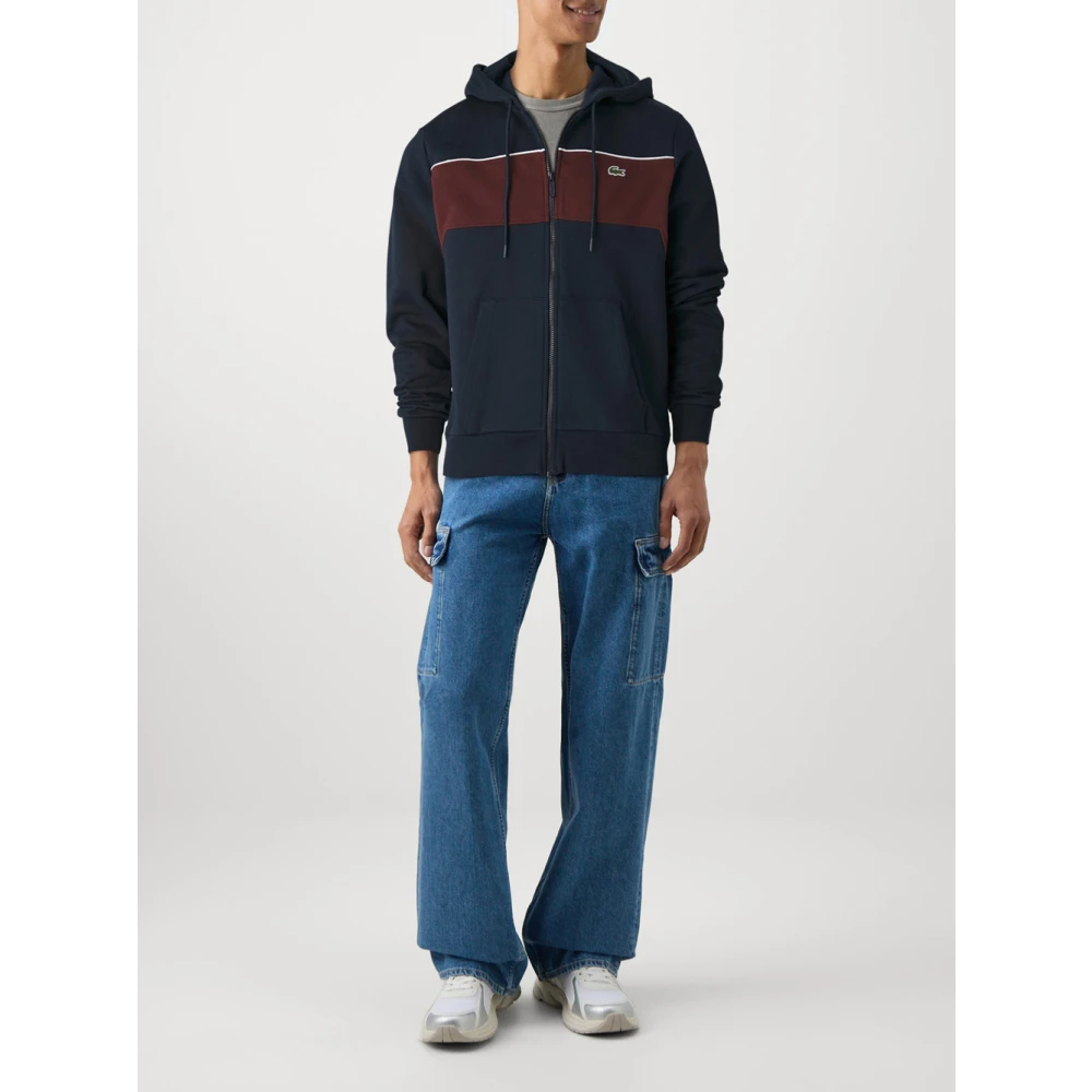 Lacoste Kleur blok hoodie rits trui Multicolor Heren