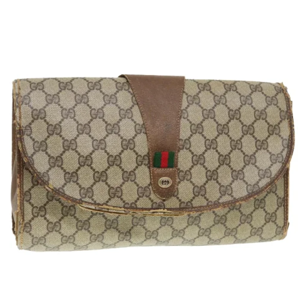 Gucci Vintage Pre-owned Leather clutches Beige Dames