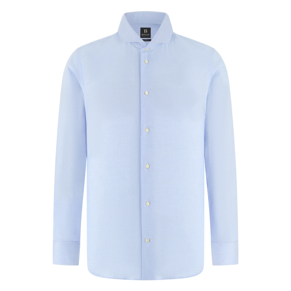 Boggi Milano Hombre Azul - Camisa De Algodón A Cuadros Slim Fit - Shirts - Xs - Camisa De Algodón A Cuadros Slim Fit