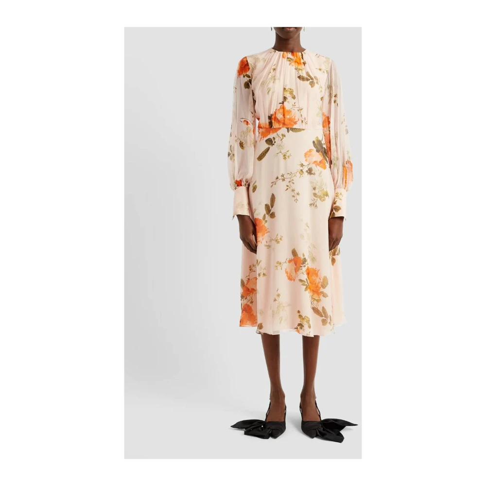 Erdem Roze Bloemen Midi Jurk Multicolor Dames