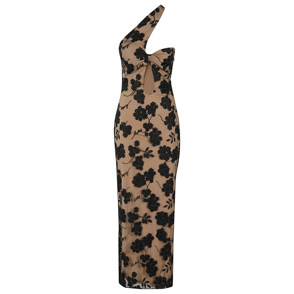 Rotate Birger Christensen Floral Beads Midi Jurk Black Dames