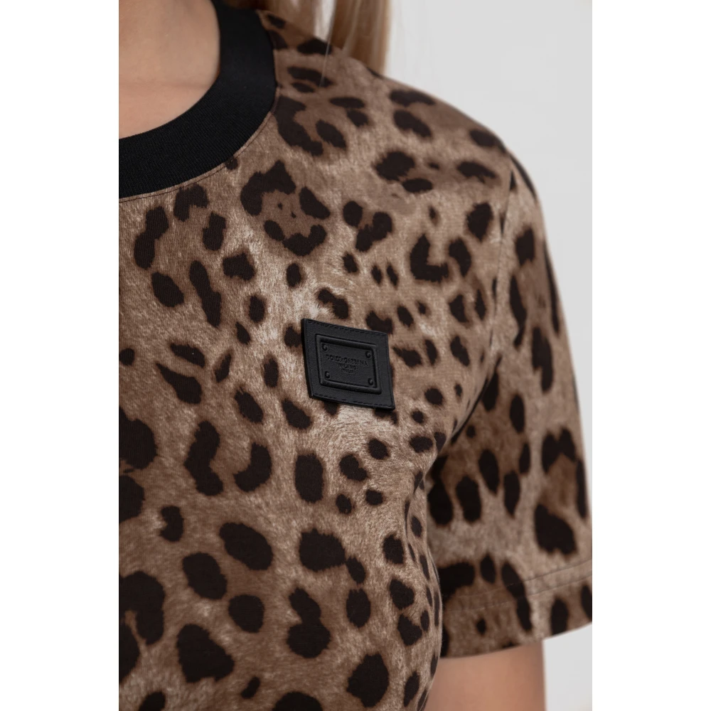 Dolce & Gabbana T-shirt met dierenprint Brown Dames