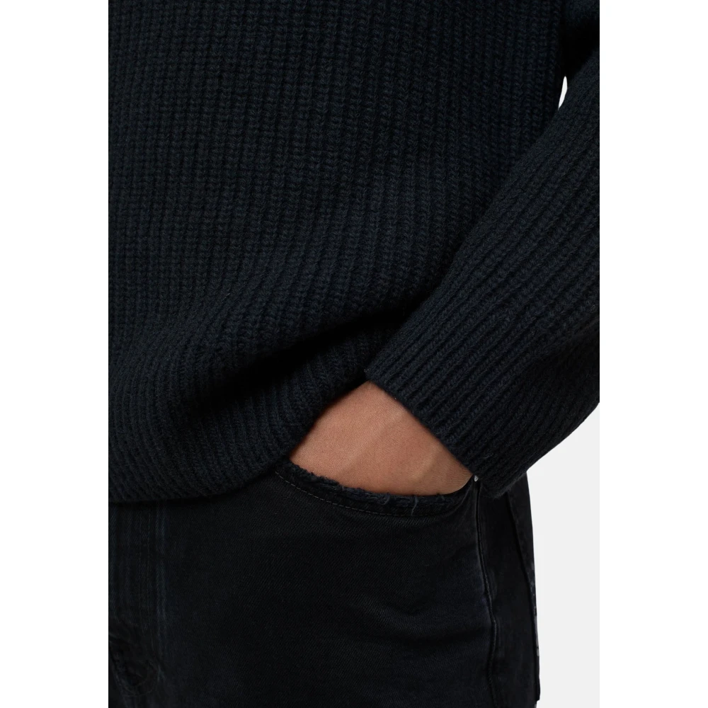 closed Halve Rits Geribbelde Trui Black Heren