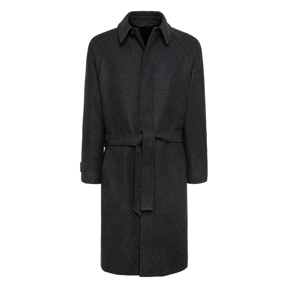 Boggi Milano Enkelrijig wollen jas Black Heren