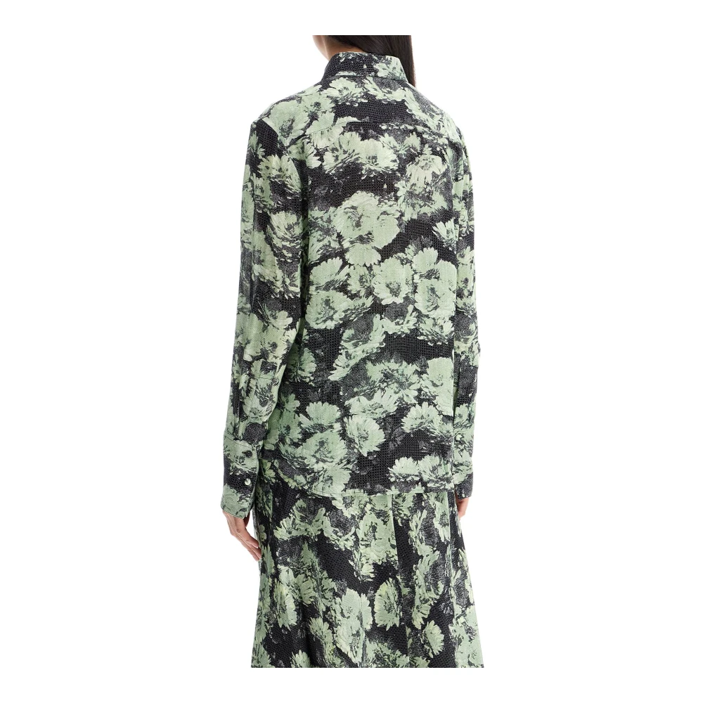TORY BURCH Bloemenprint Viscose Shirt Green Dames