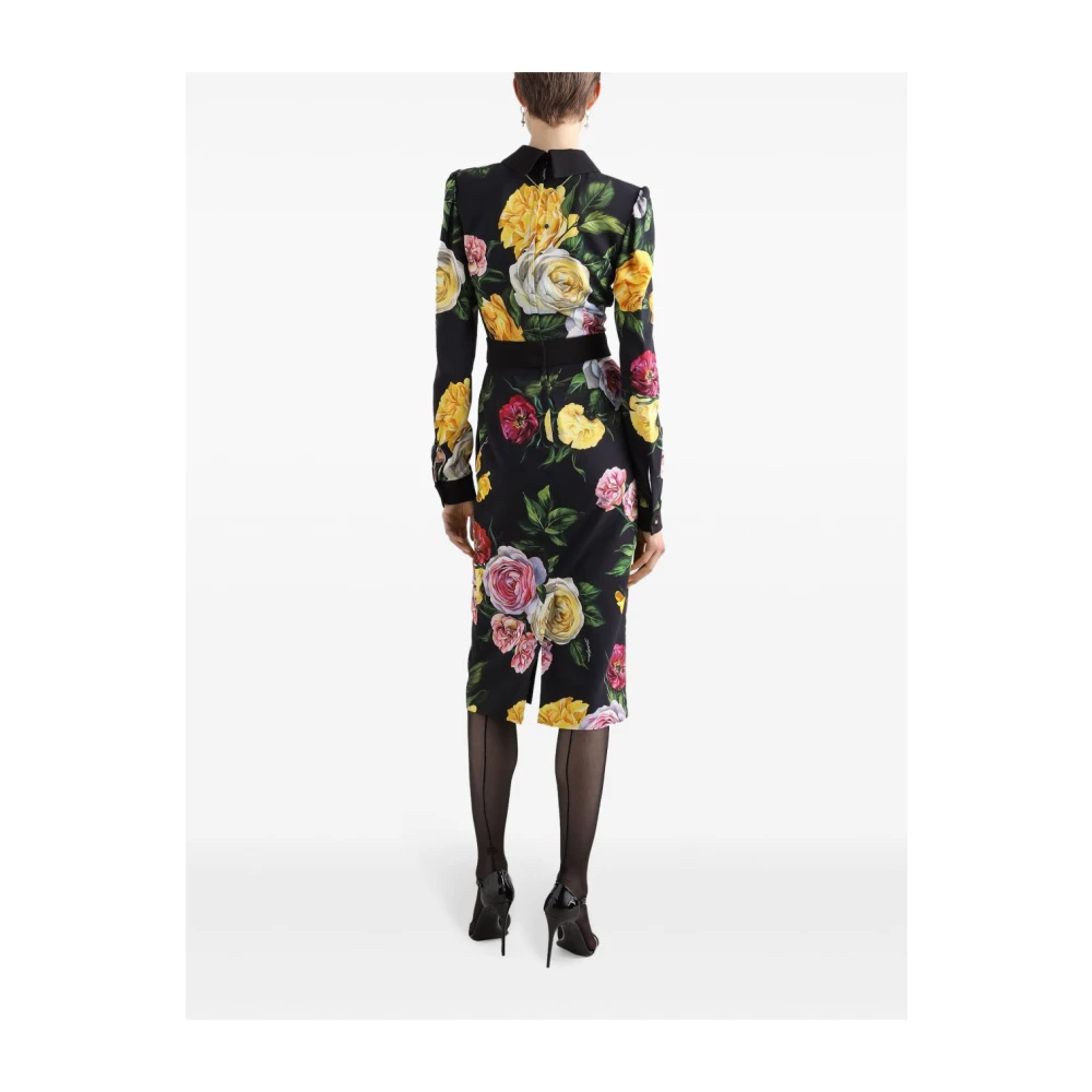 Dolce & Gabbana Roze Jurken met Klassieke Kraag Multicolor Dames