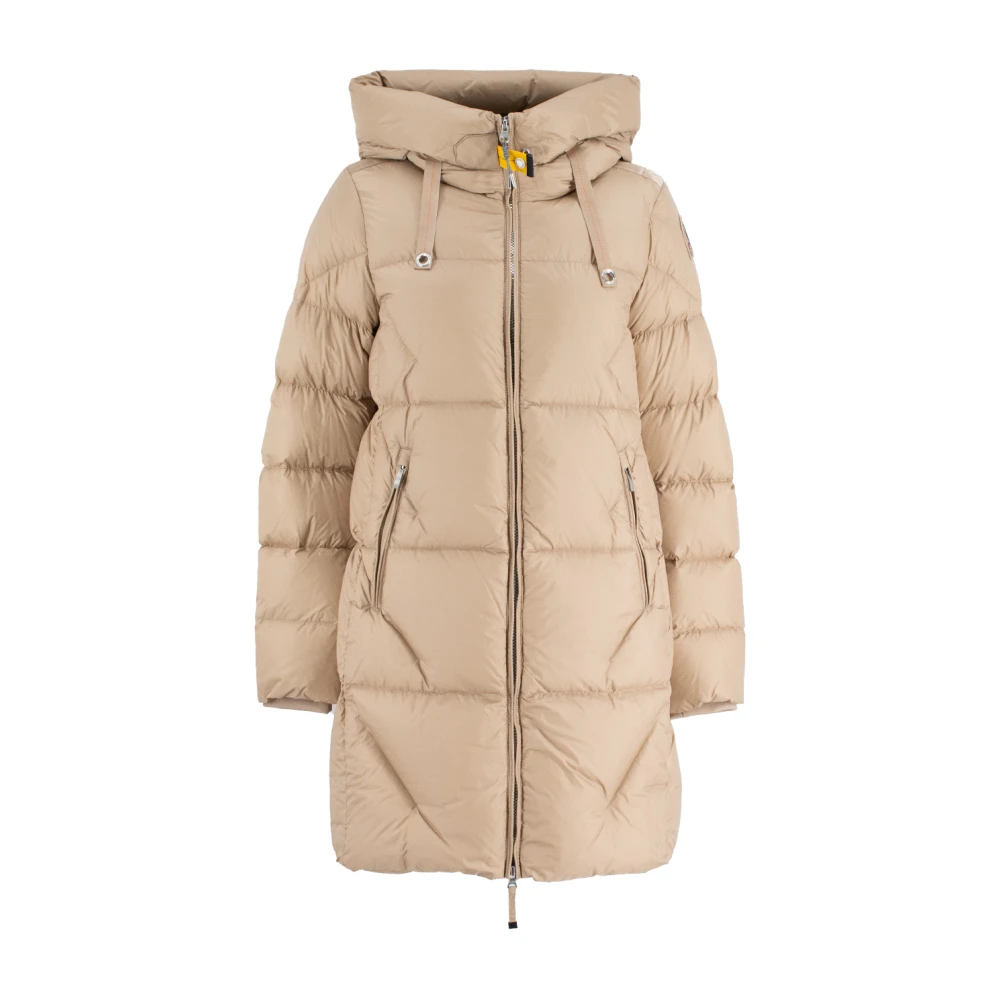 Parajumpers Women's Beige Down Coats,, Long Down Jacket In Nylon Taffeta Small