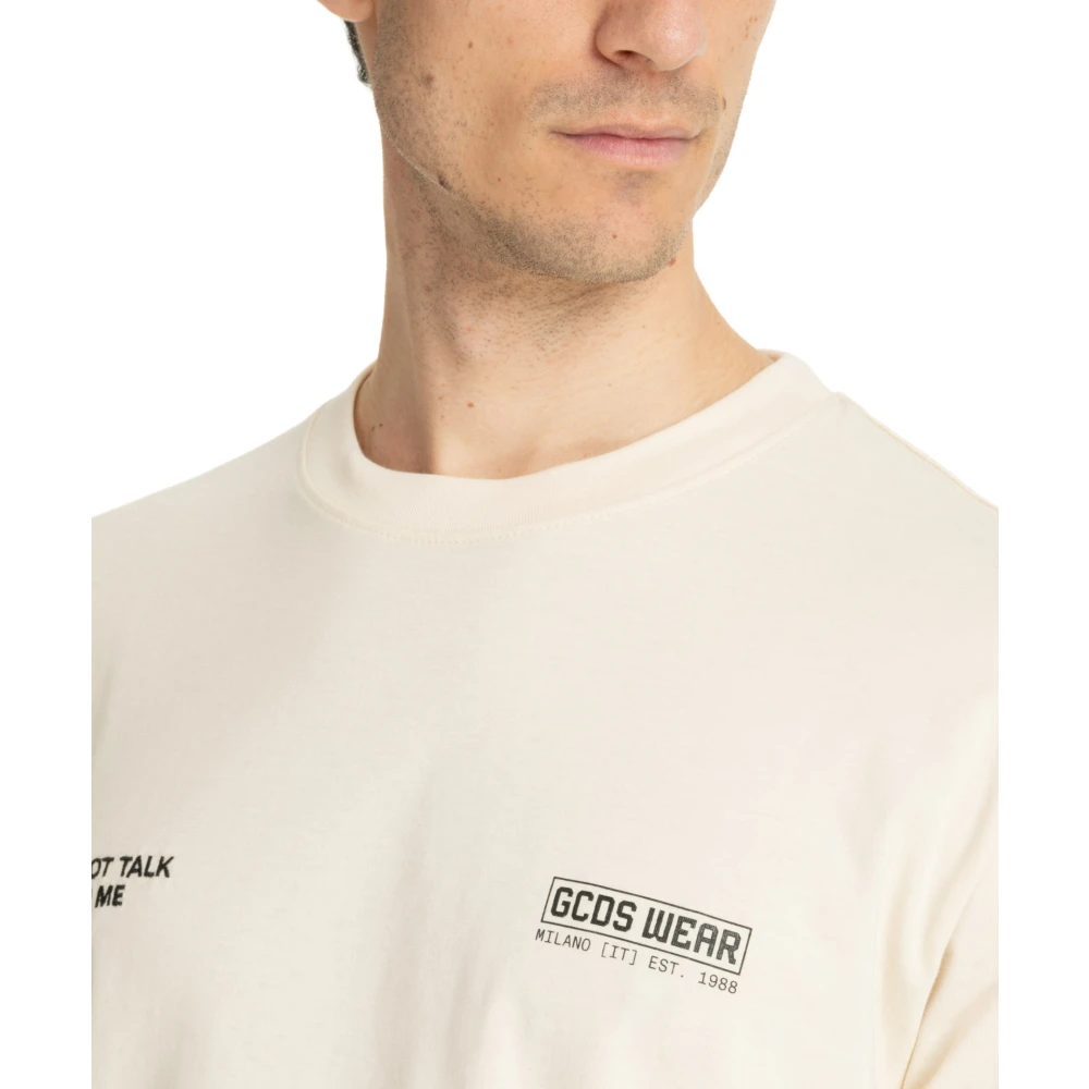 Gcds Gepatroneerd Logo T-shirt Beige Heren