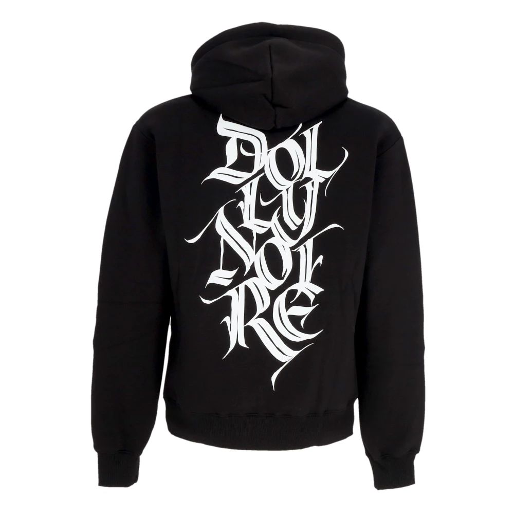 Dolly Noire Zwarte Hoodie met Voorzak en Script Black Heren