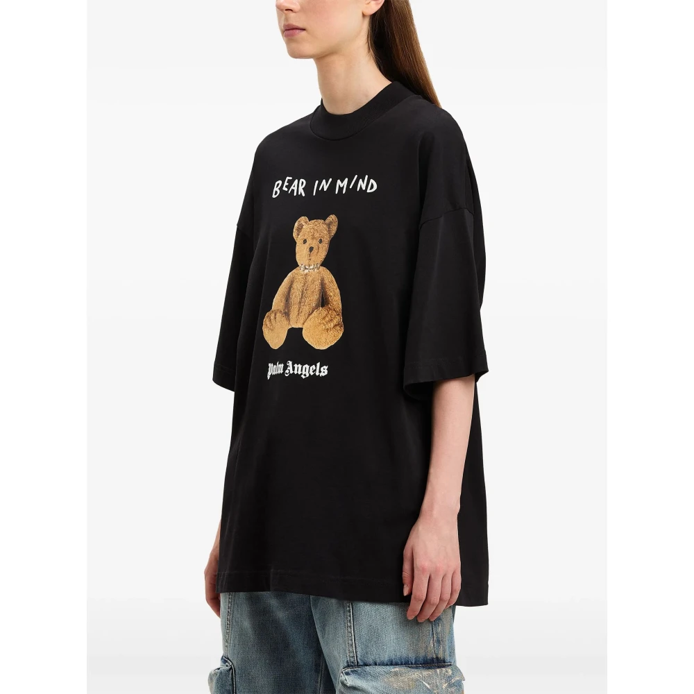 Palm Angels Zwarte Beer Loose Tee Black Dames
