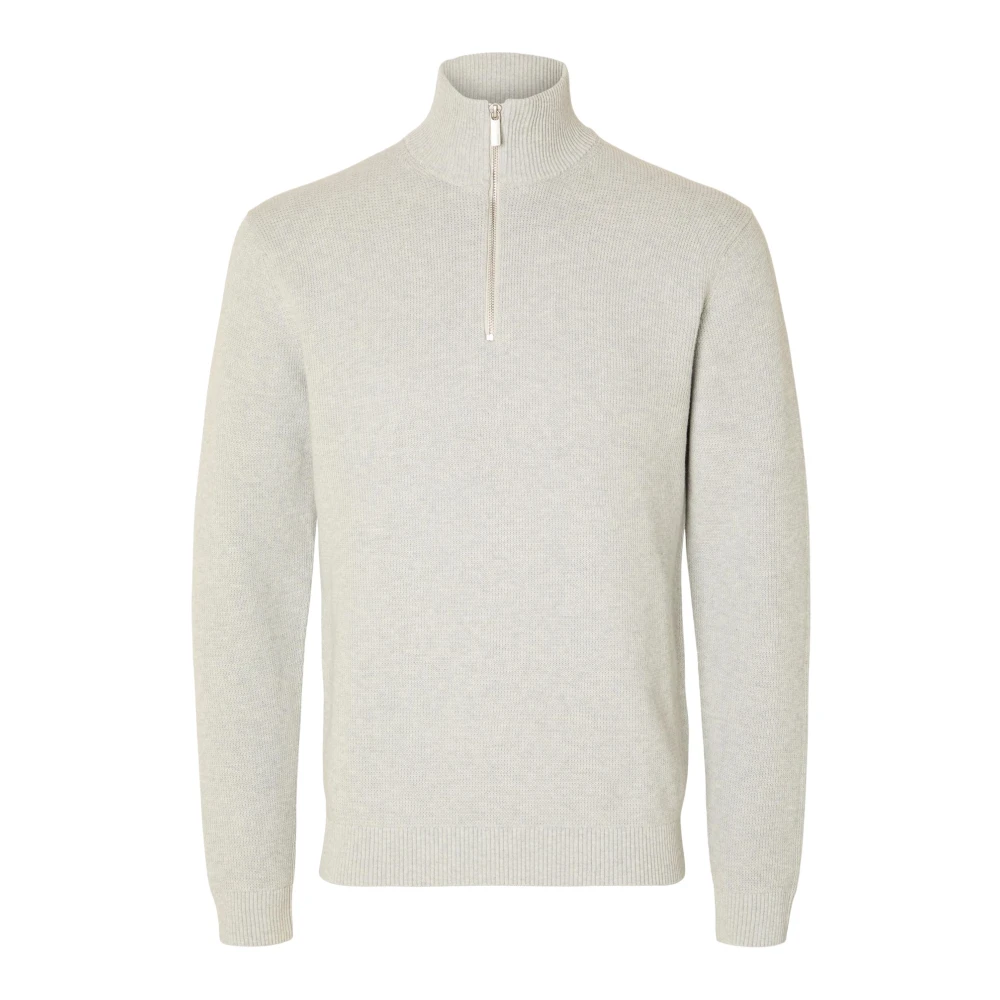 Selected Homme Melange Pullover met Troyer Kraag Gray Heren