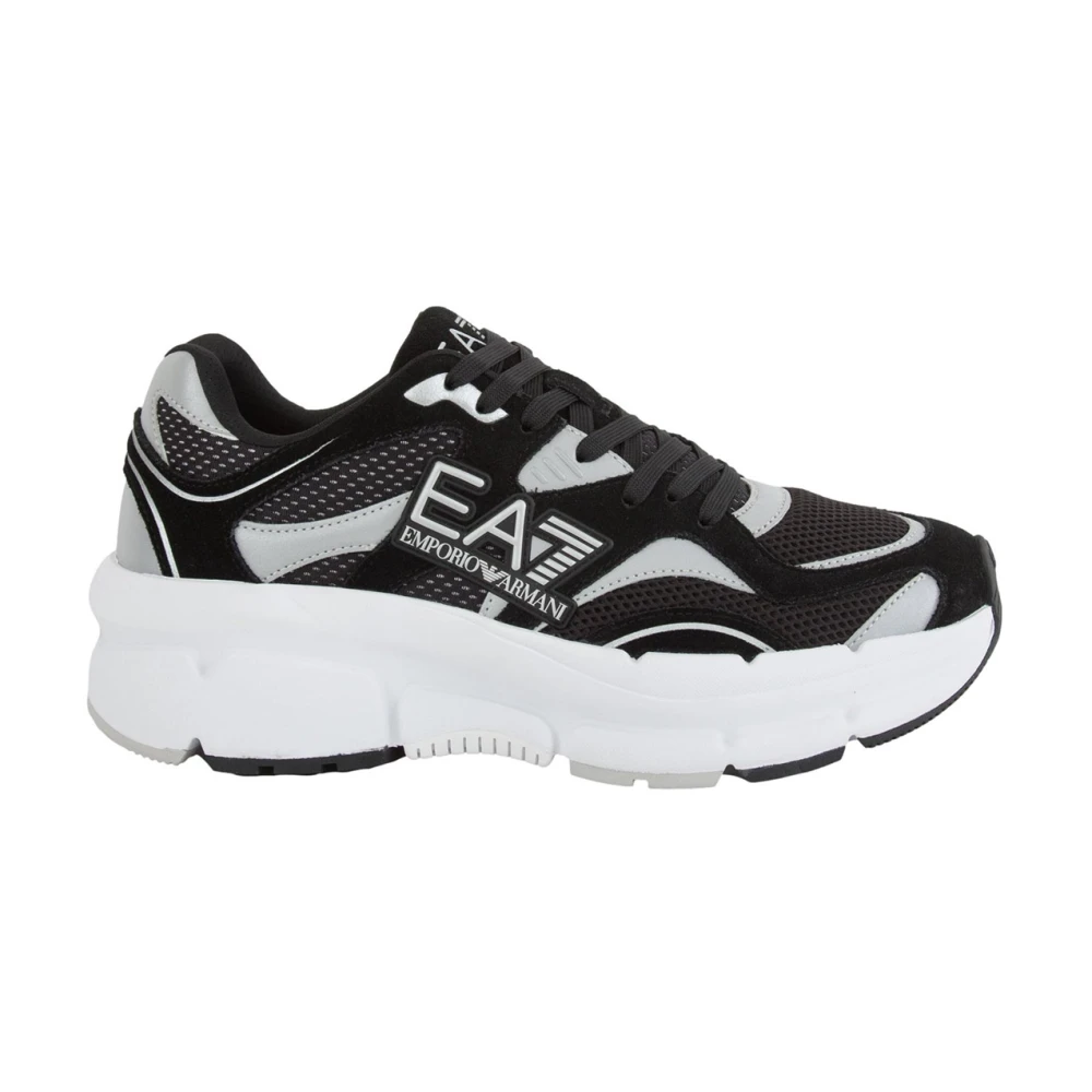 Emporio Armani Ea7 Mannelijk Multicolor Schoenen Heren, Veelkleurig, 44 2/3 Eu, Polyester, Zwarte Sneaker Schoenen