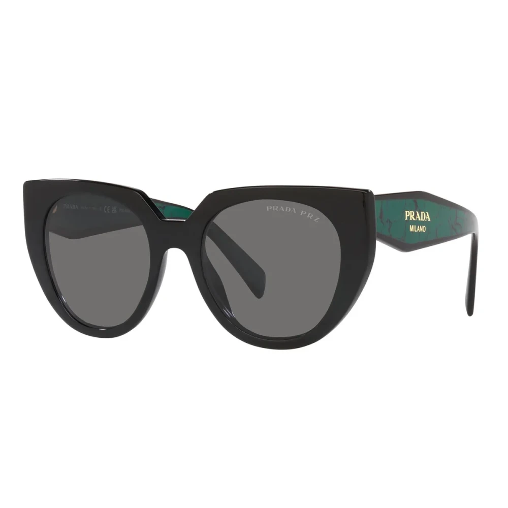 Prada Unisex Black Sunglasses, 52 Mm, Cat-Eye Polarized Sunglasses