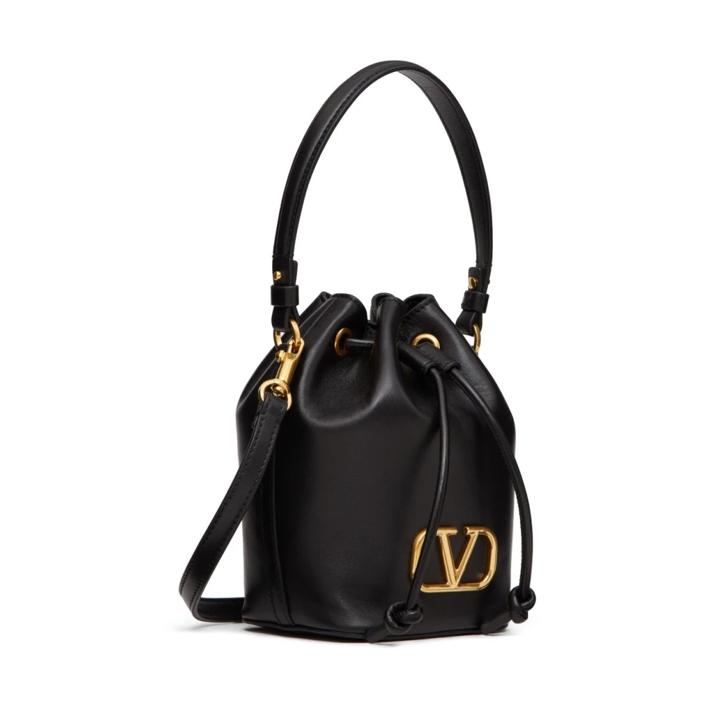Valentino Garavani Zwarte VLogo Signature Trekkoord Tas Black Dames