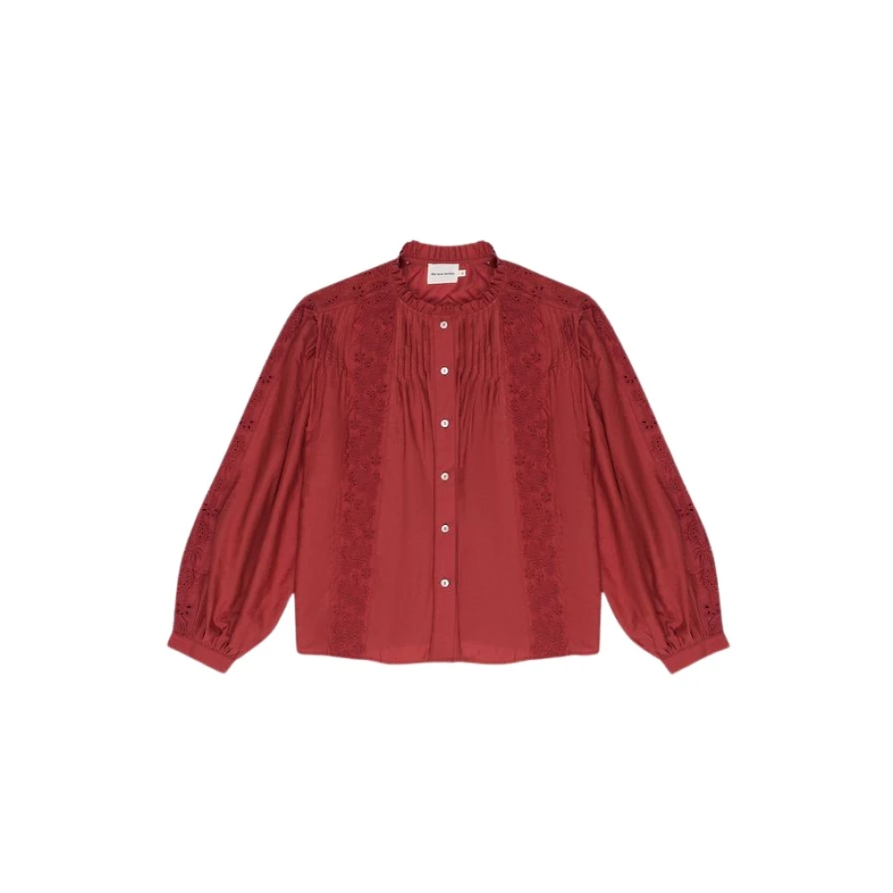 The New Society Geborduurde Zijde-Katoenen Blouse Red Dames