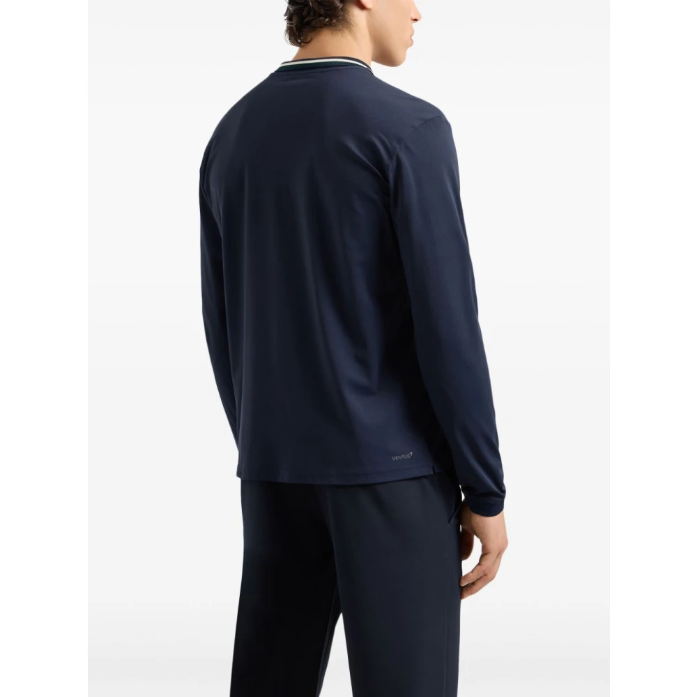 Emporio Armani EA7 Blauw Logo Print Poloshirt Blue Heren