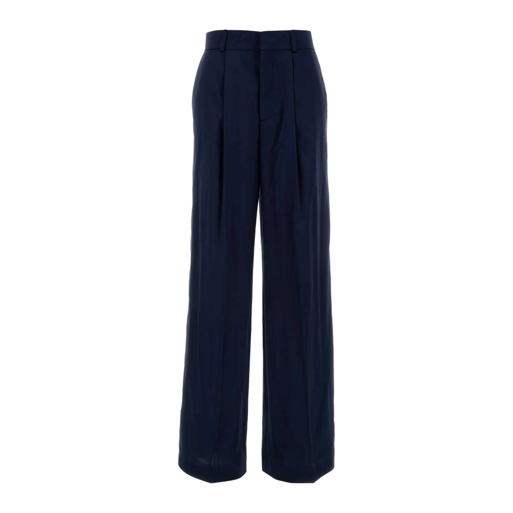 Alberta Ferretti Blue Trousers Flare In Cotton Canvas Stretch - Female - Wide Trousers - M - Trousers