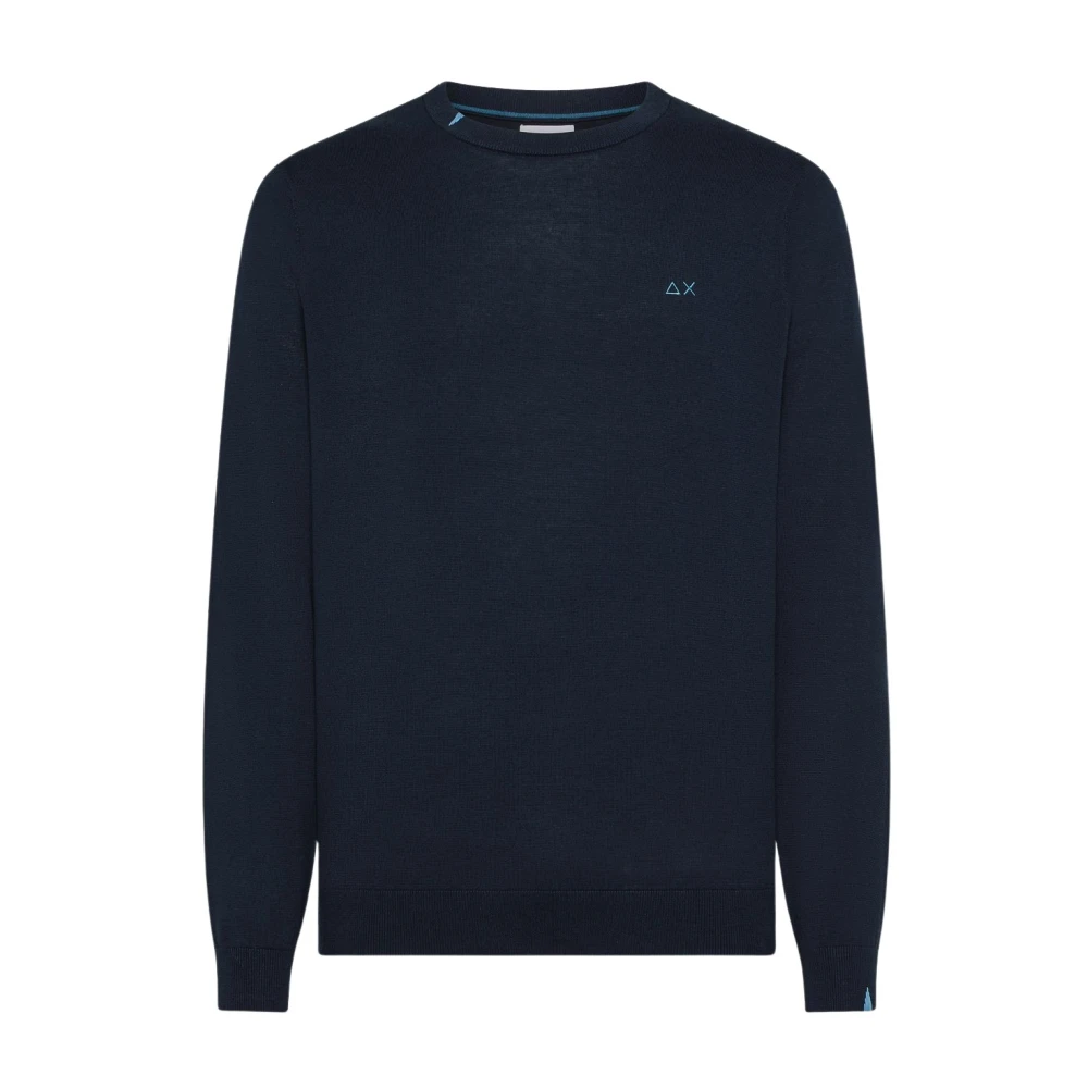 Sun68 Blue Round-Neck Knitwear, Male, Xl, Jumper Basic L/S