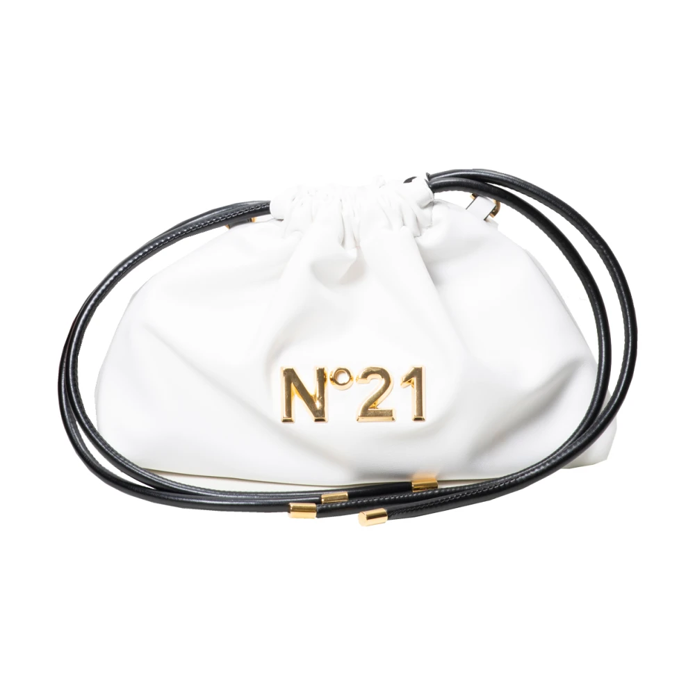 N21 Witte Pouchtas met Metallic Logo White Dames