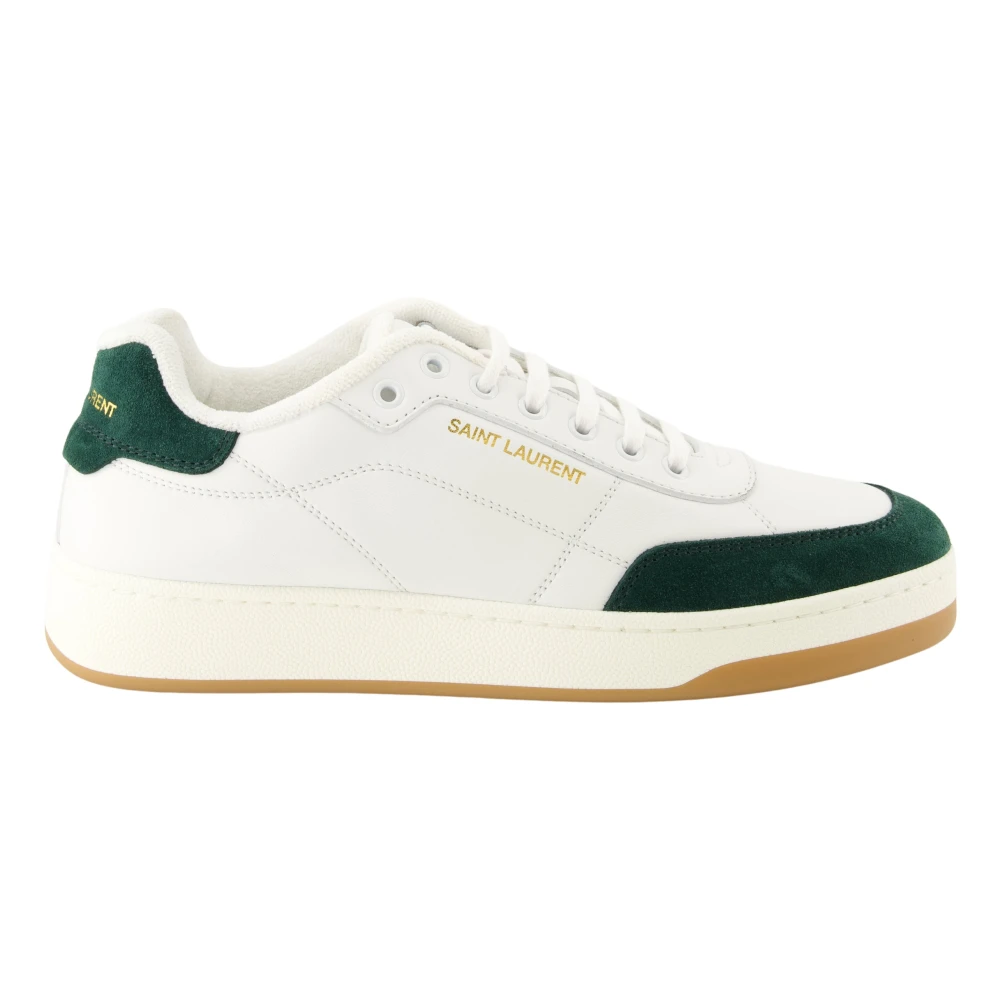 Saint Laurent Men's White Sneakers, 10 Uk, Leather Bicolor Trainers Sl/61