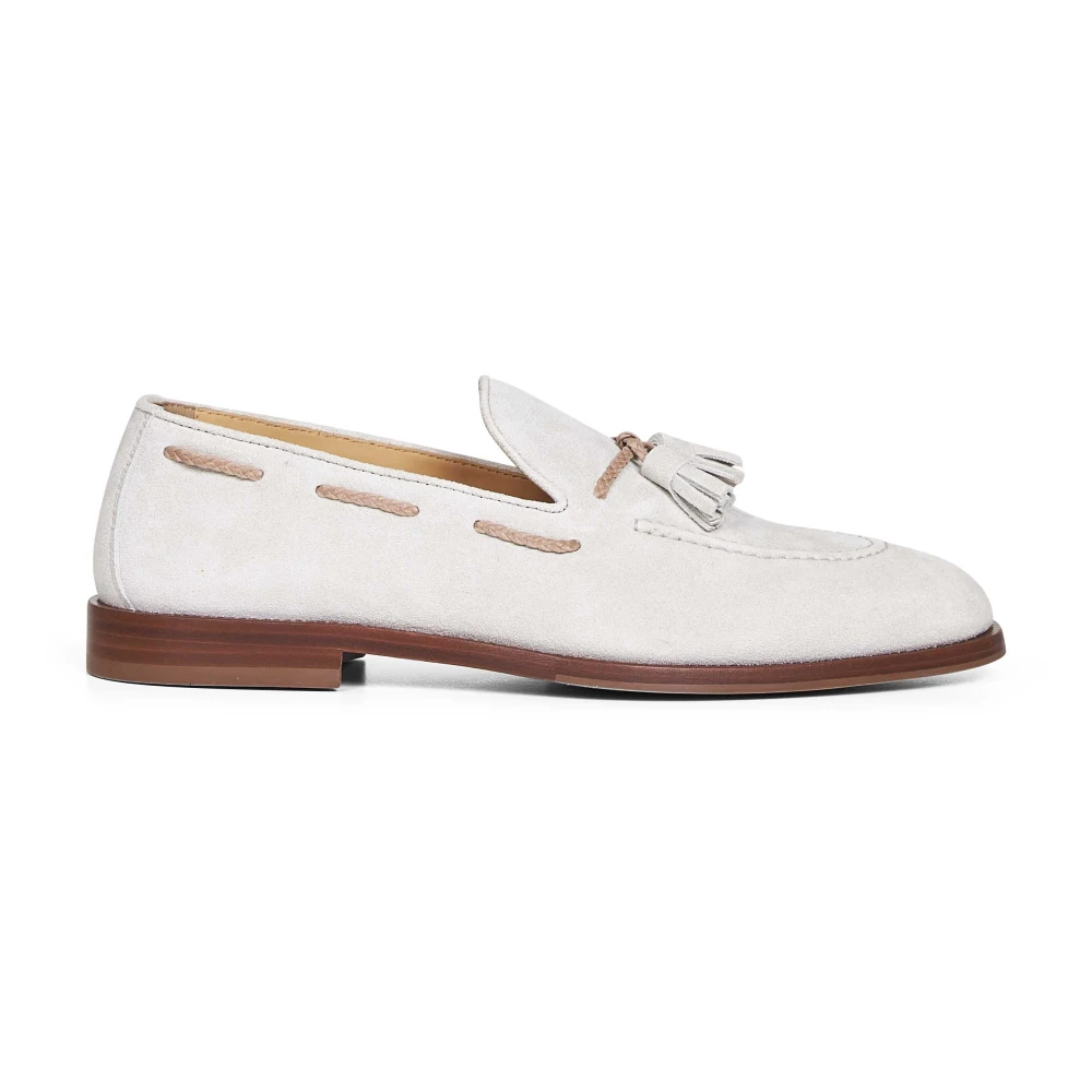 Brunello Cucinelli Hombre Beige Mocasines Con Borlas Tejidas