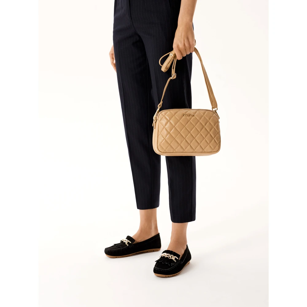 Kazar Leren 3-kamer tas aan riem Beige Dames